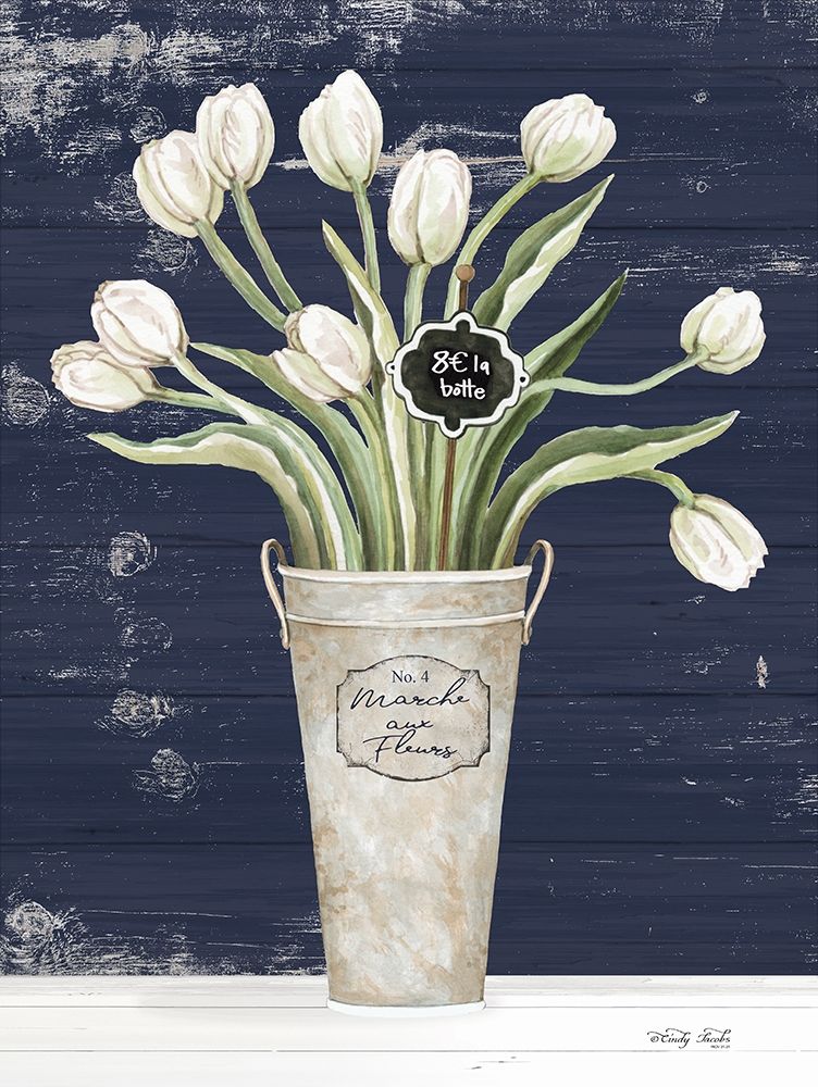 Tulips on Navy II art print by Cindy Jacobs for $57.95 CAD