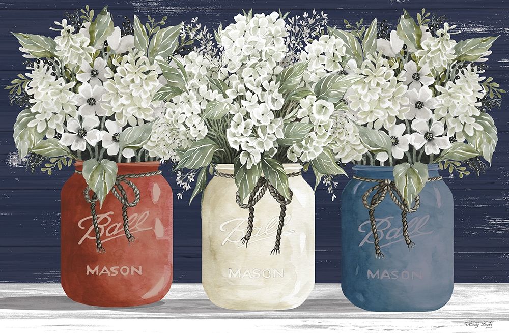 Red, White and Blue Jar Trio art print by Cindy Jacobs for $57.95 CAD