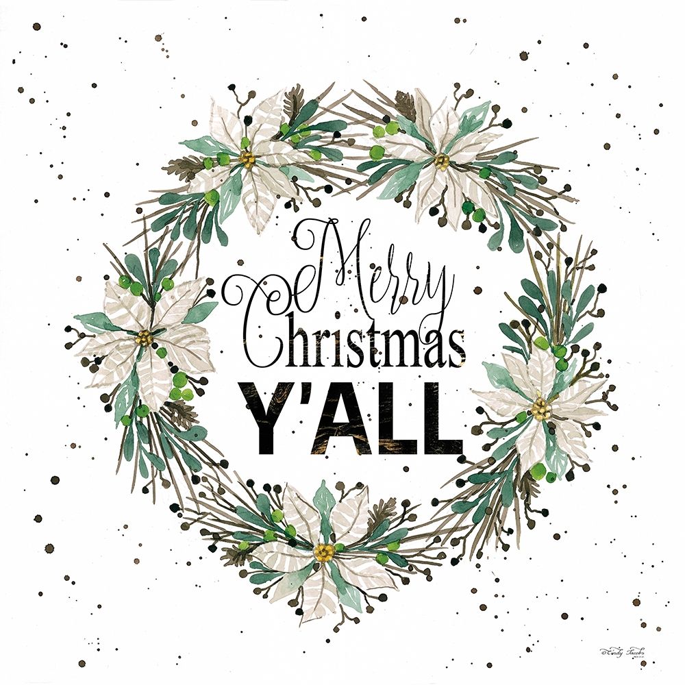Merry Christmas Yall Wreath art print by Cindy Jacobs for $57.95 CAD