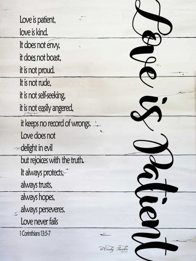 Love is Patient art print by Cindy Jacobs for $57.95 CAD