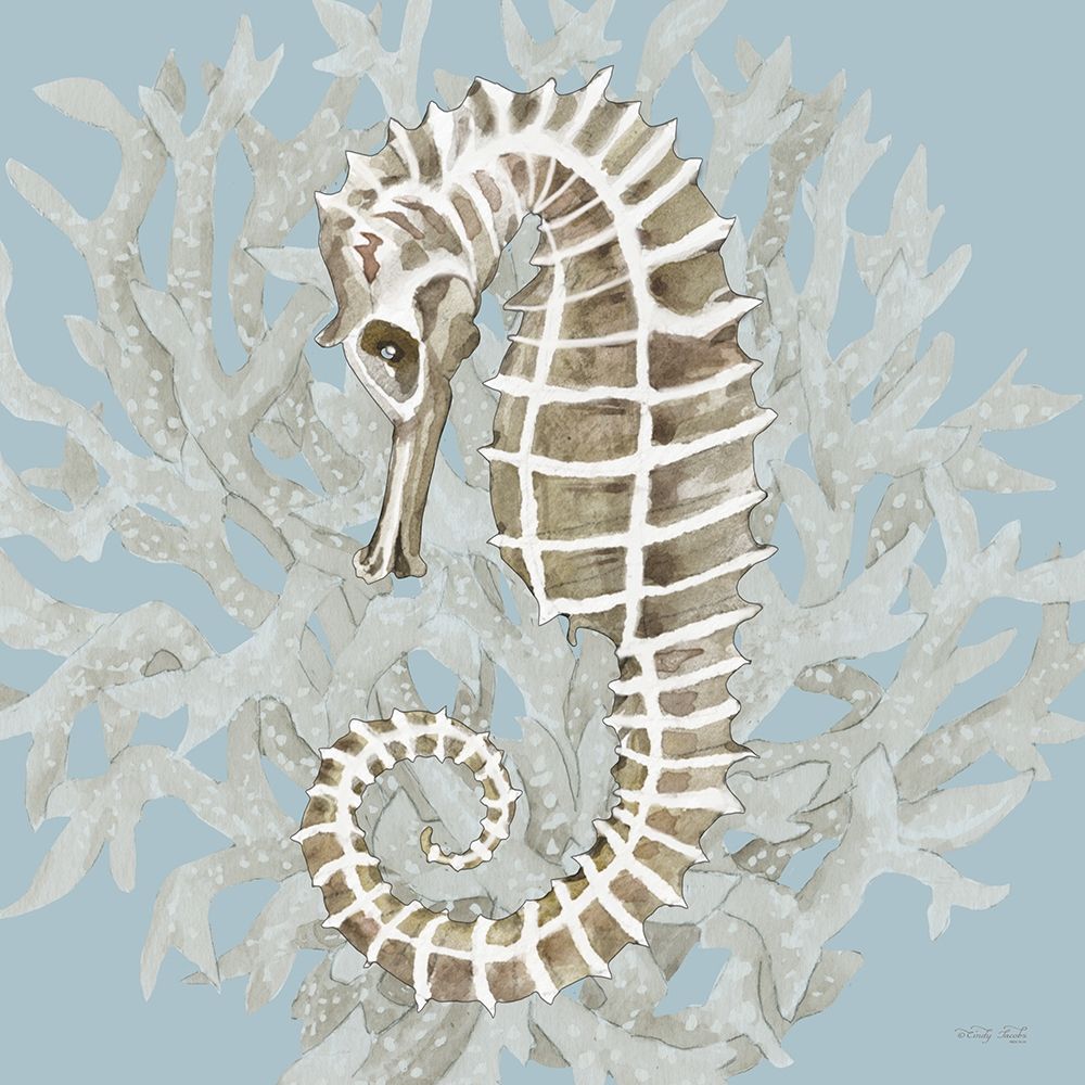 Coral Seahorse II art print by Cindy Jacobs for $57.95 CAD