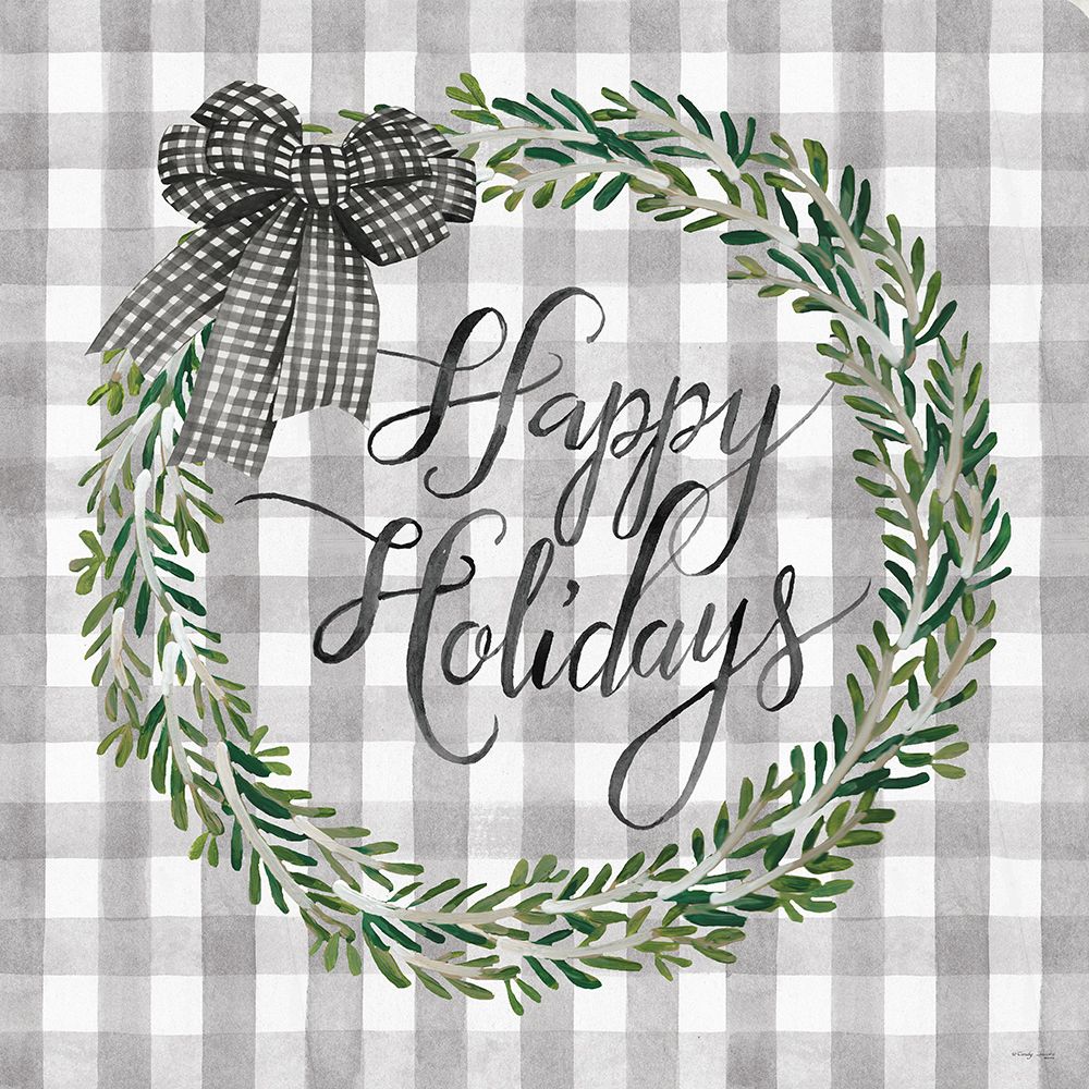 Happy Holidays Wreath art print by Cindy Jacobs for $57.95 CAD