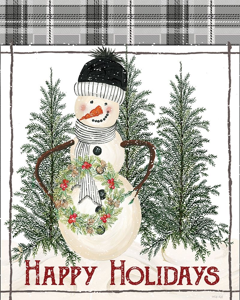 Happy Holidays Snowman art print by Cindy Jacobs for $57.95 CAD
