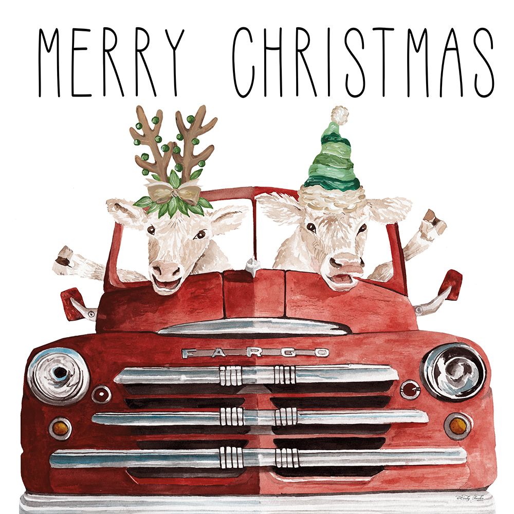 Merry Christmas Cows art print by Cindy Jacobs for $57.95 CAD