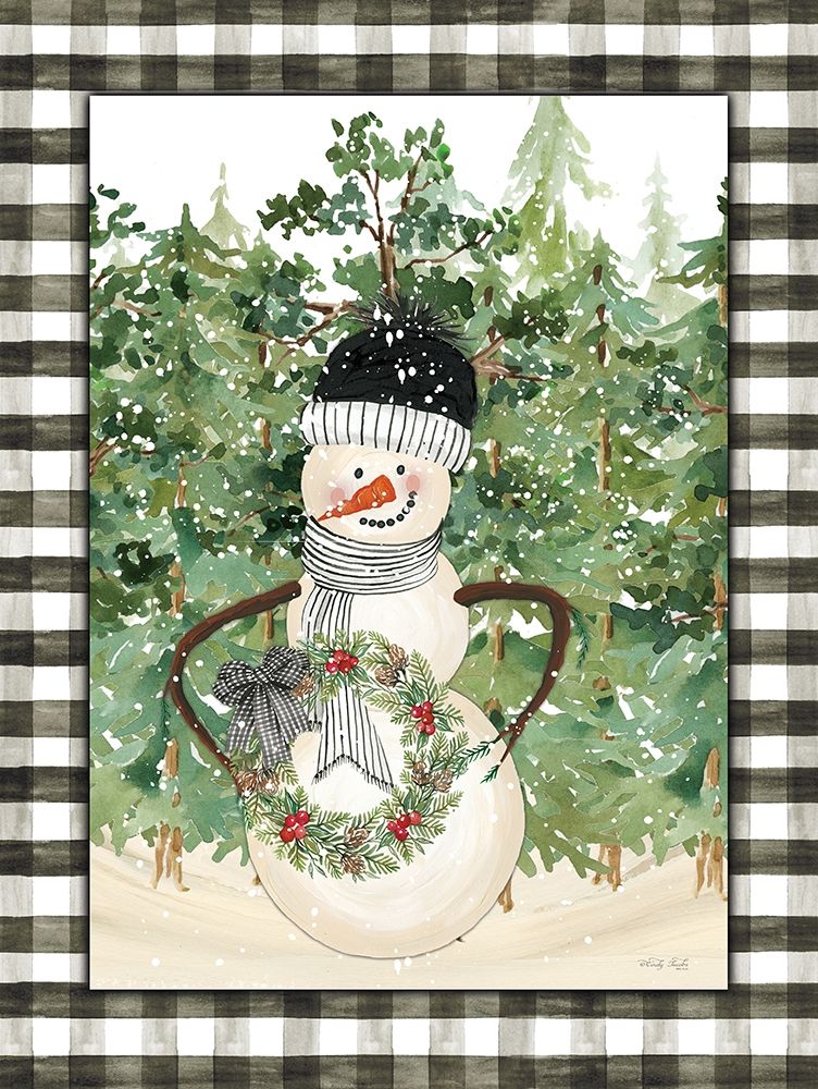 Snowman with Wreath art print by Cindy Jacobs for $57.95 CAD