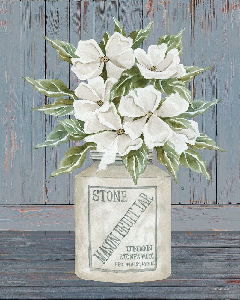 Floral Mason Fruit Jar art print by Cindy Jacobs for $57.95 CAD