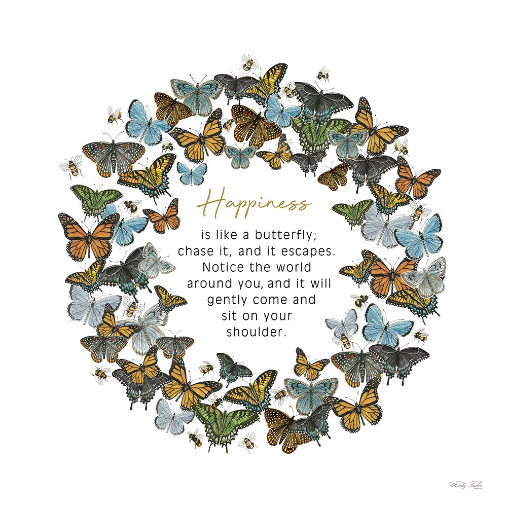 Happiness Is Butterfly Wreath art print by Cindy Jacobs for $57.95 CAD
