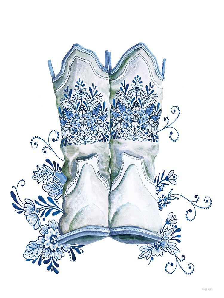 Indigo Bloom Boots art print by Cindy Jacobs for $57.95 CAD