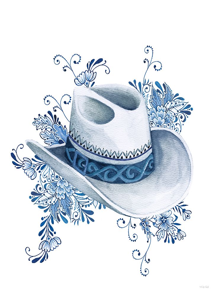 Indigo Bloom Cowboy Hat art print by Cindy Jacobs for $57.95 CAD