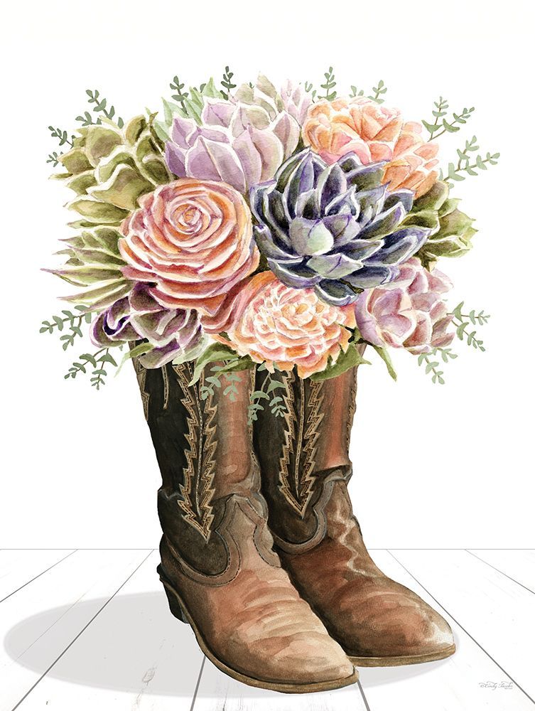 Succulent Boot-quet art print by Cindy Jacobs for $57.95 CAD