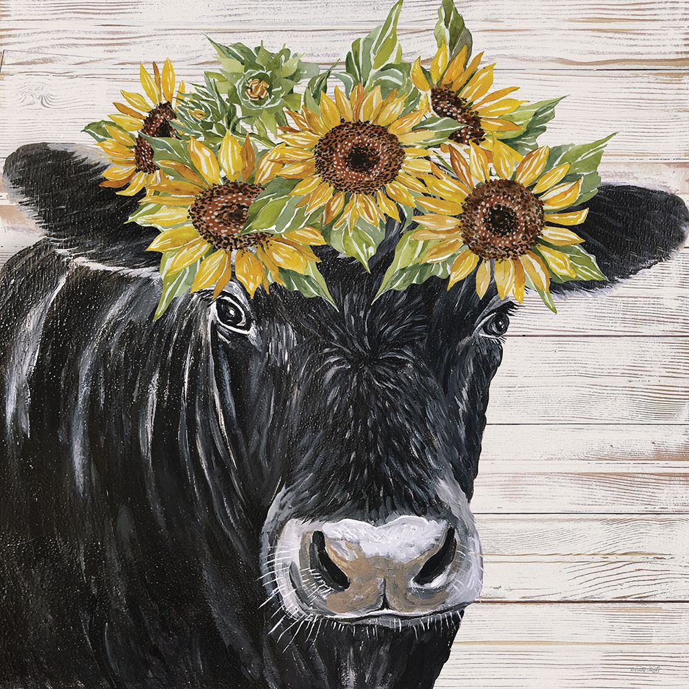 Sunflower Cow art print by Cindy Jacobs for $57.95 CAD