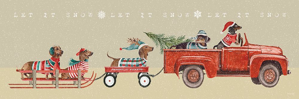 Let It Snow Dachshund Delivery art print by Cindy Jacobs for $57.95 CAD