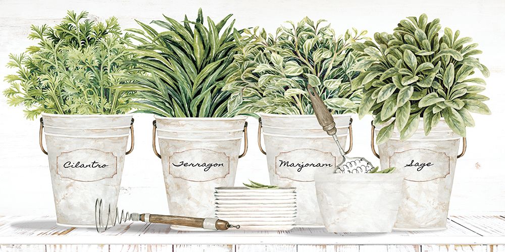 Herb Pots in a Row art print by Cindy Jacobs for $57.95 CAD