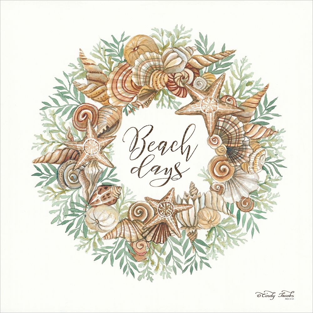 Beach Days Shell Wreath art print by Cindy Jacobs for $57.95 CAD