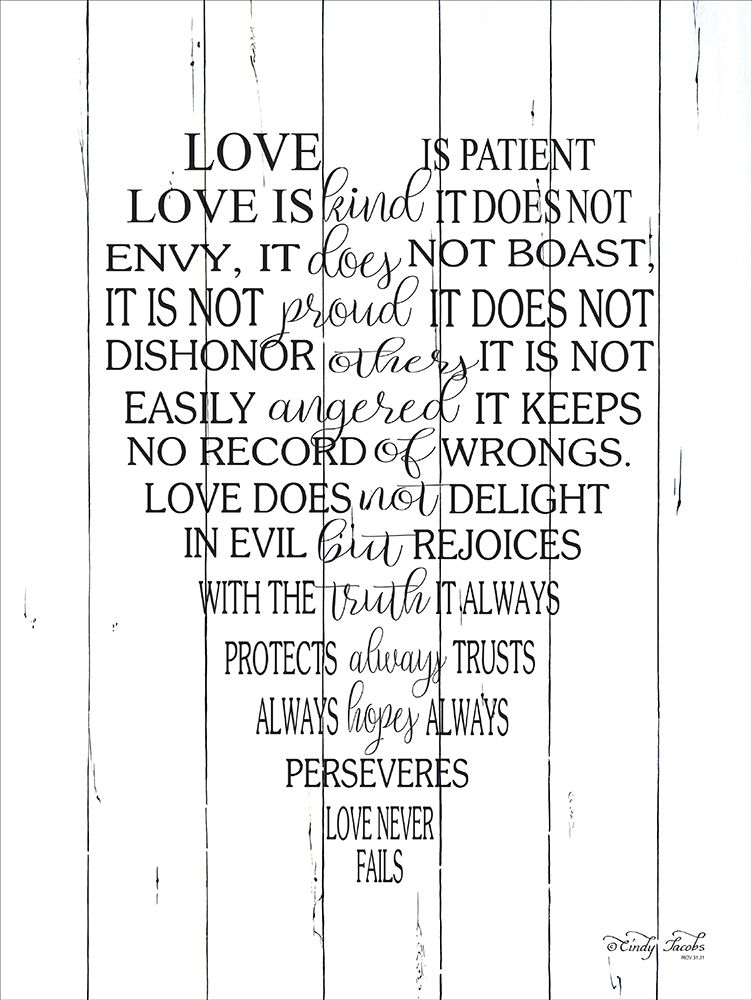 Love is Patient art print by Cindy Jacobs for $57.95 CAD