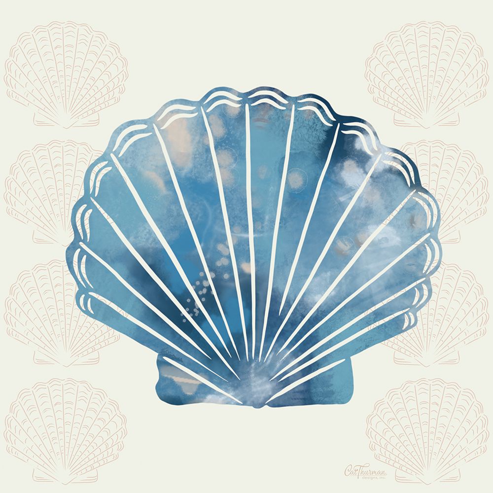 Blue And White Seashell art print by Cat Thurman Designs for $57.95 CAD