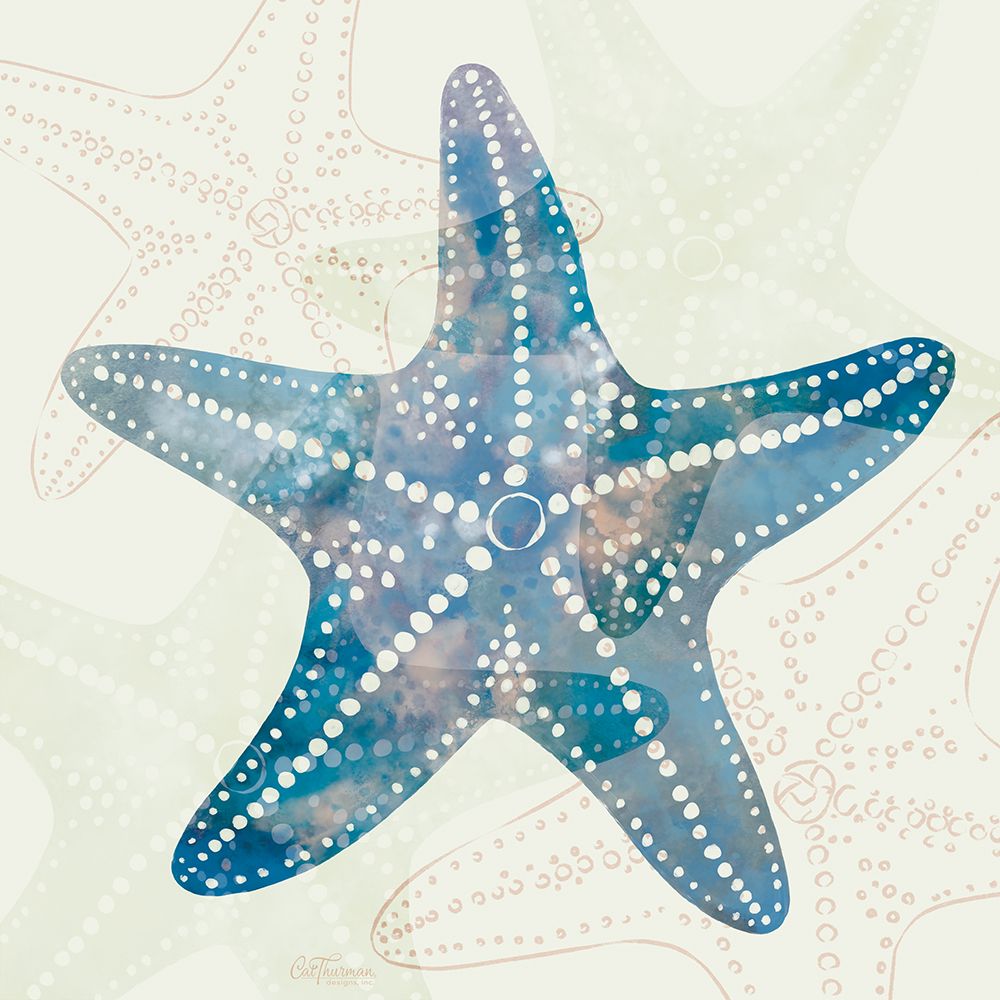 Blue And White Starfish art print by Cat Thurman Designs for $57.95 CAD