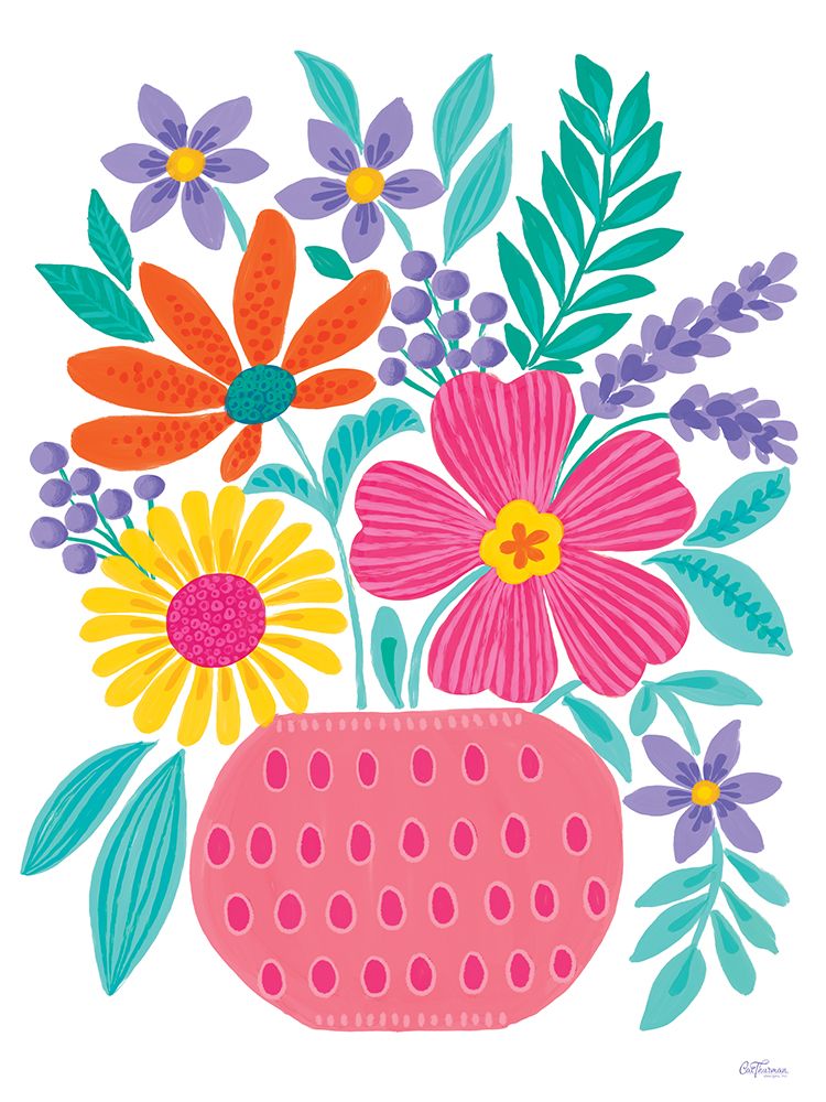 Pink Potted Flowers art print by Cat Thurman Designs for $57.95 CAD