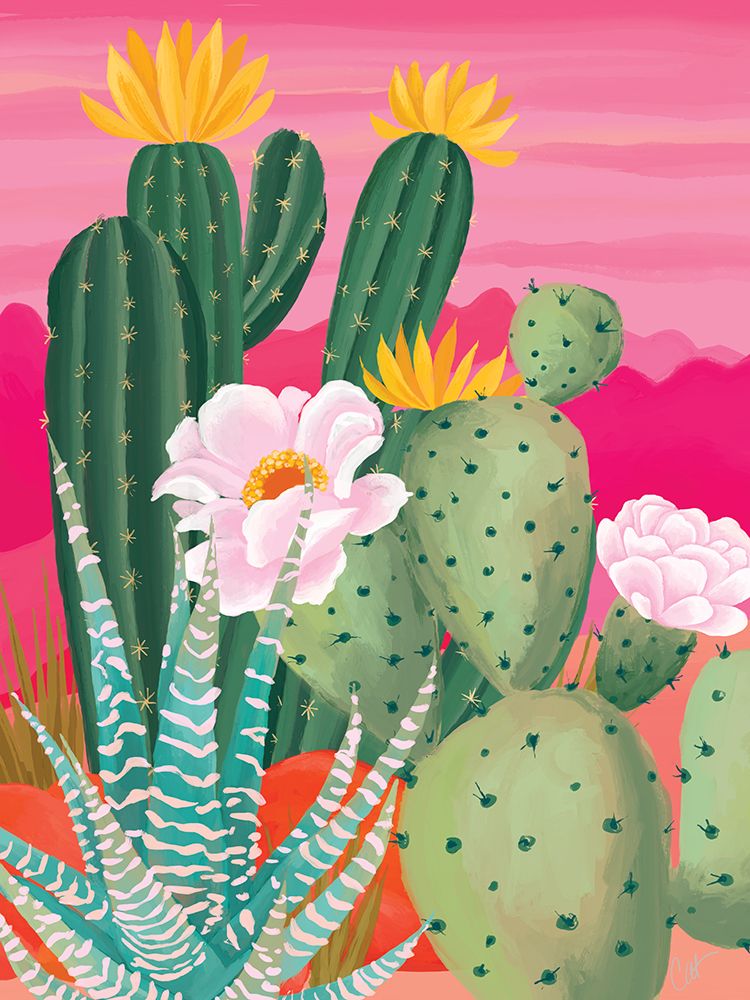 Sunset Cactus art print by Cat Thurman Designs for $57.95 CAD