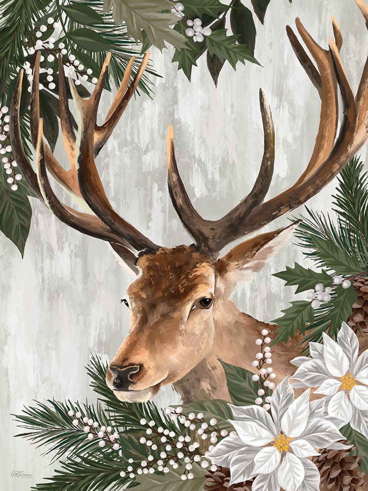 Holiday Deer art print by Cat Thurman Designs for $57.95 CAD