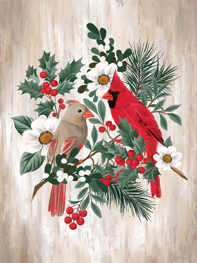 Cardinal Couple art print by Cat Thurman Designs for $57.95 CAD