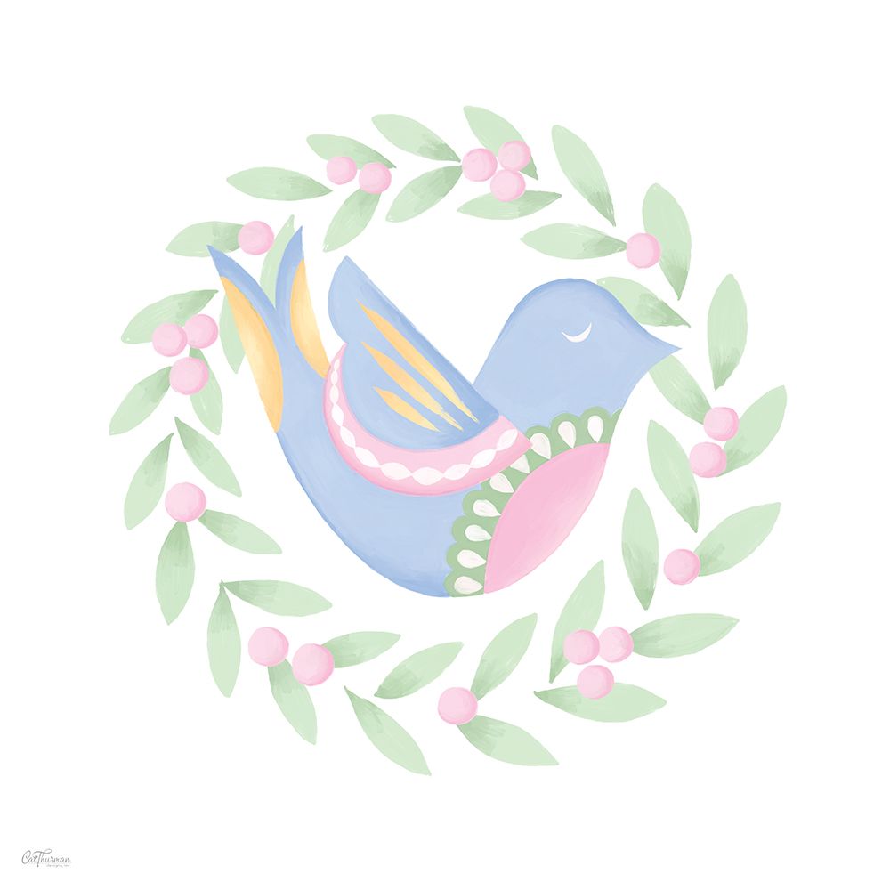 Pastel Christmas Dove art print by Cat Thurman Designs for $57.95 CAD