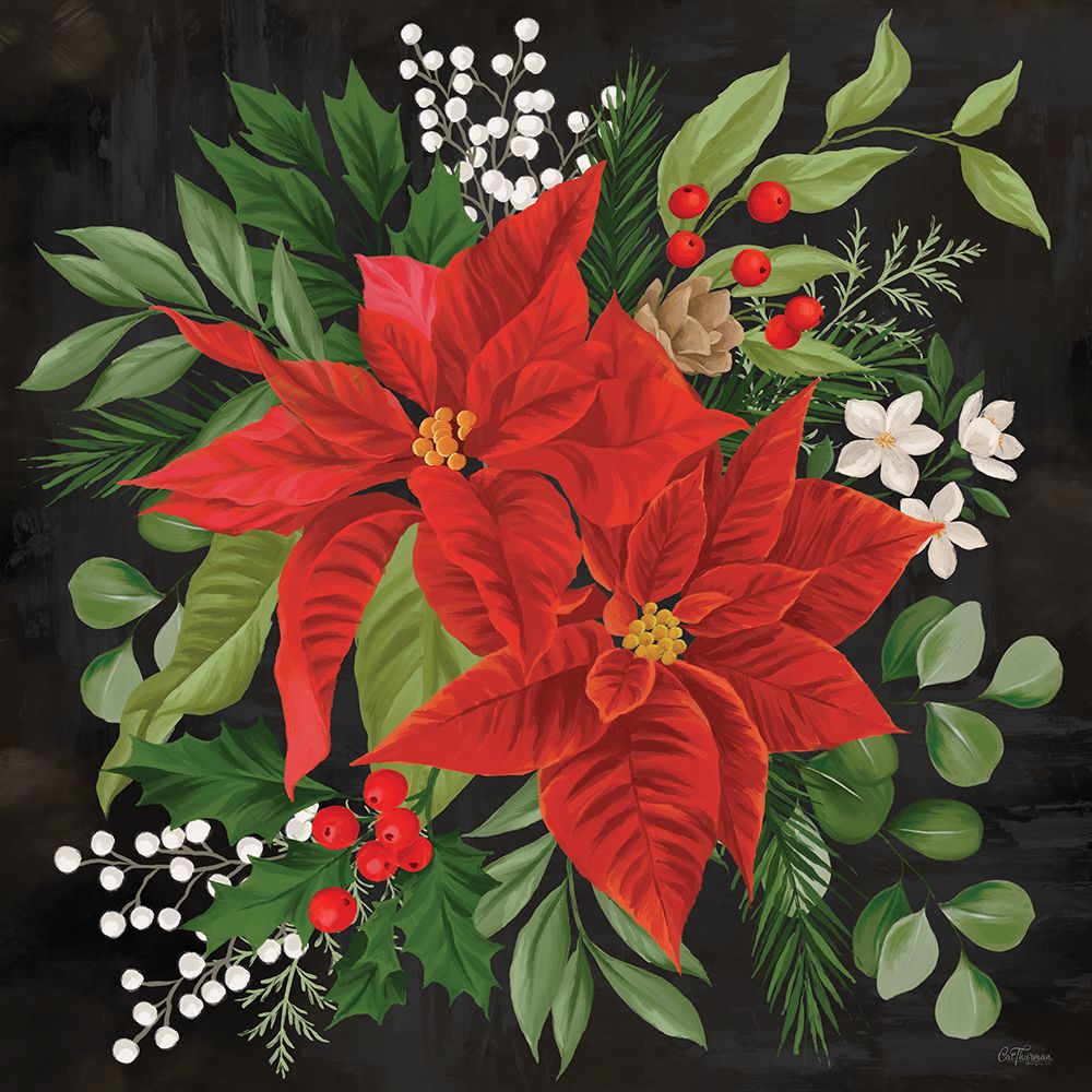 Poinsettia Bouquet art print by Cat Thurman Designs for $57.95 CAD