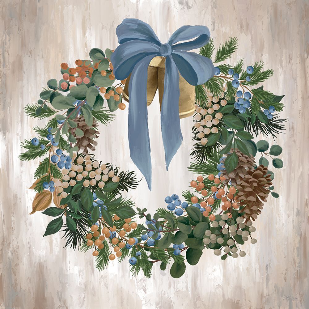 Yuletide Charm Wreath art print by Cat Thurman Designs for $57.95 CAD