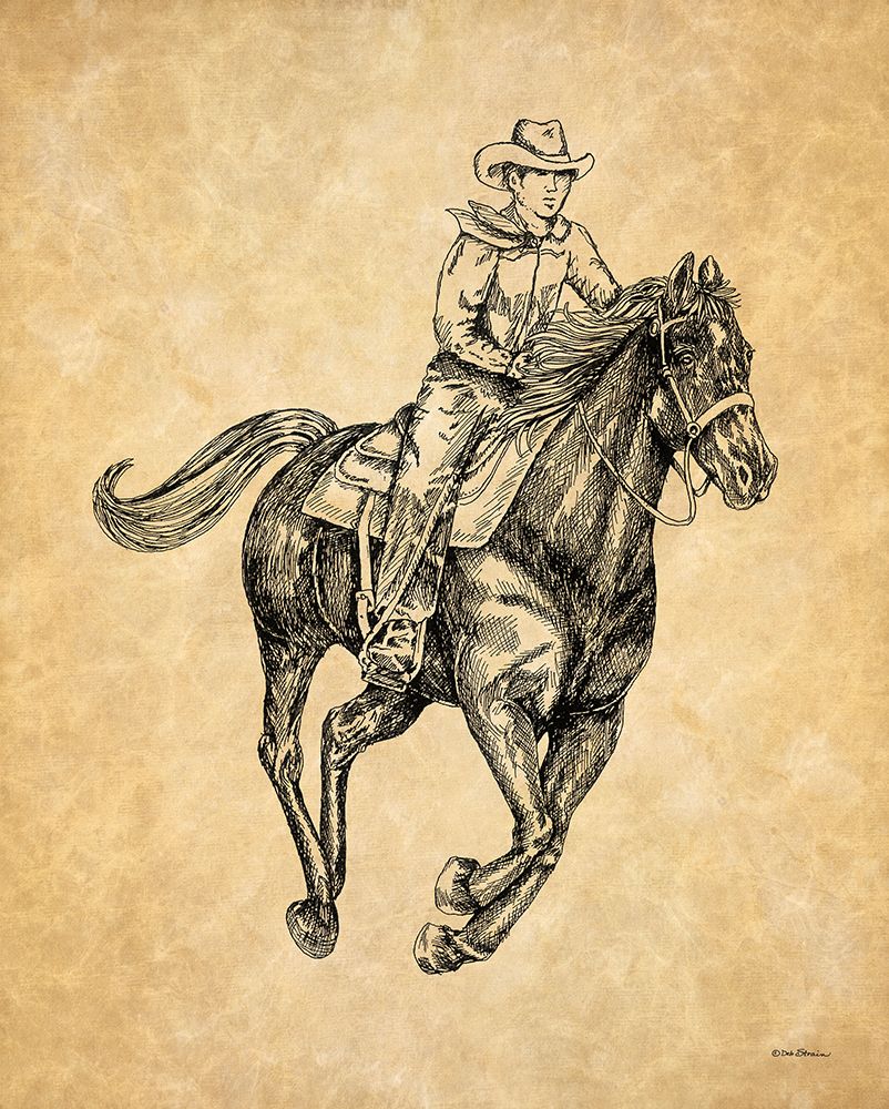 Cowboy on Horse I art print by Deb Strain for $57.95 CAD