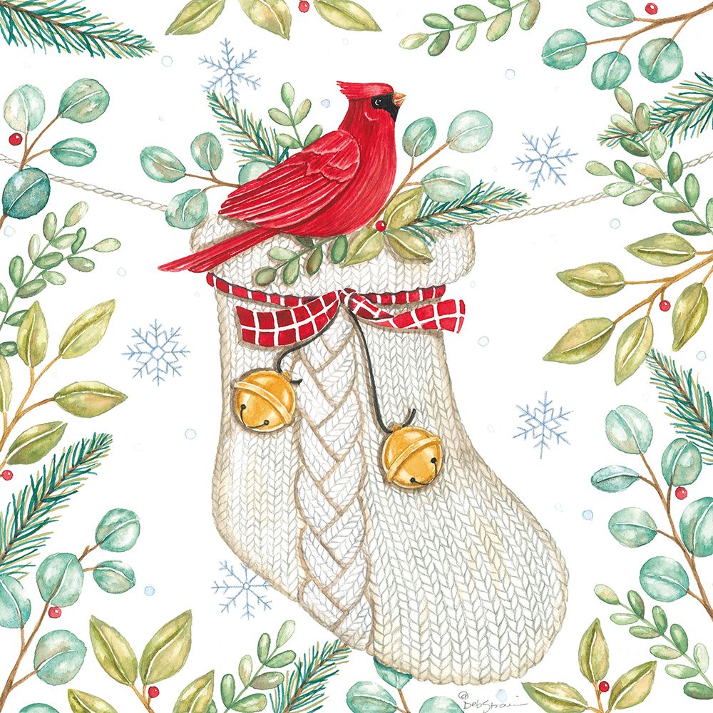Jingle Bell Cardinal art print by Deb Strain for $57.95 CAD