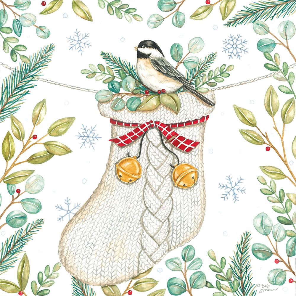 Jingle Bell Chickadee art print by Deb Strain for $57.95 CAD