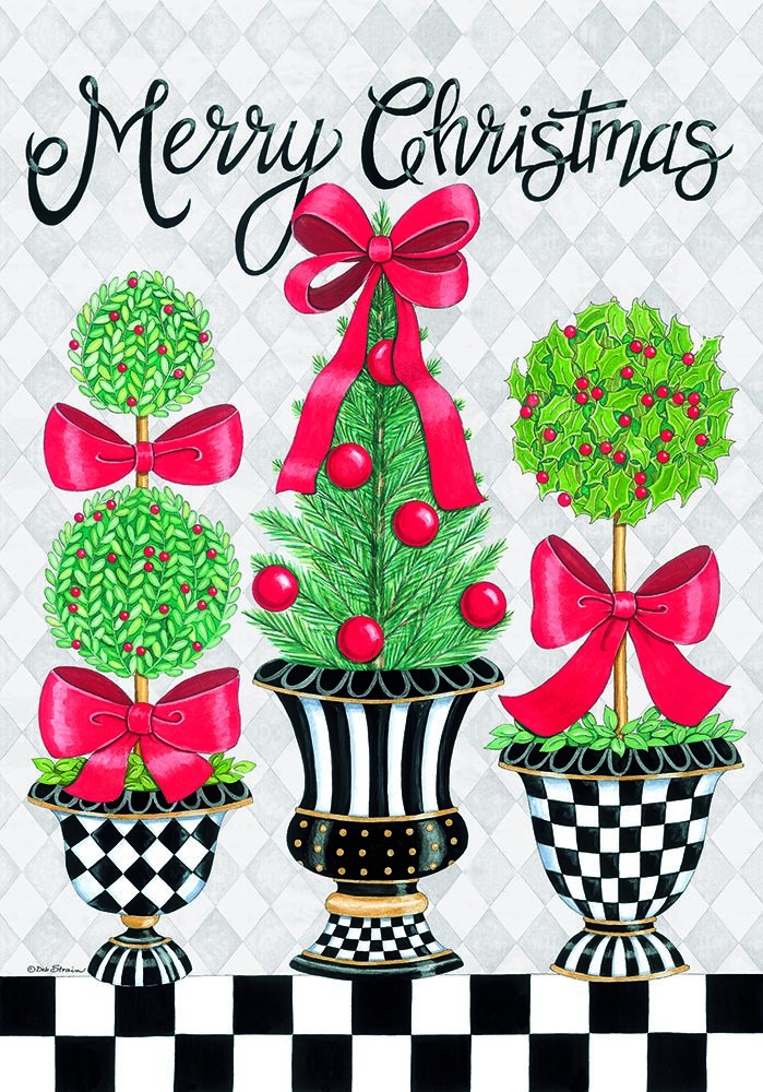 Merry Christmas Topiaries art print by Deb Strain for $57.95 CAD