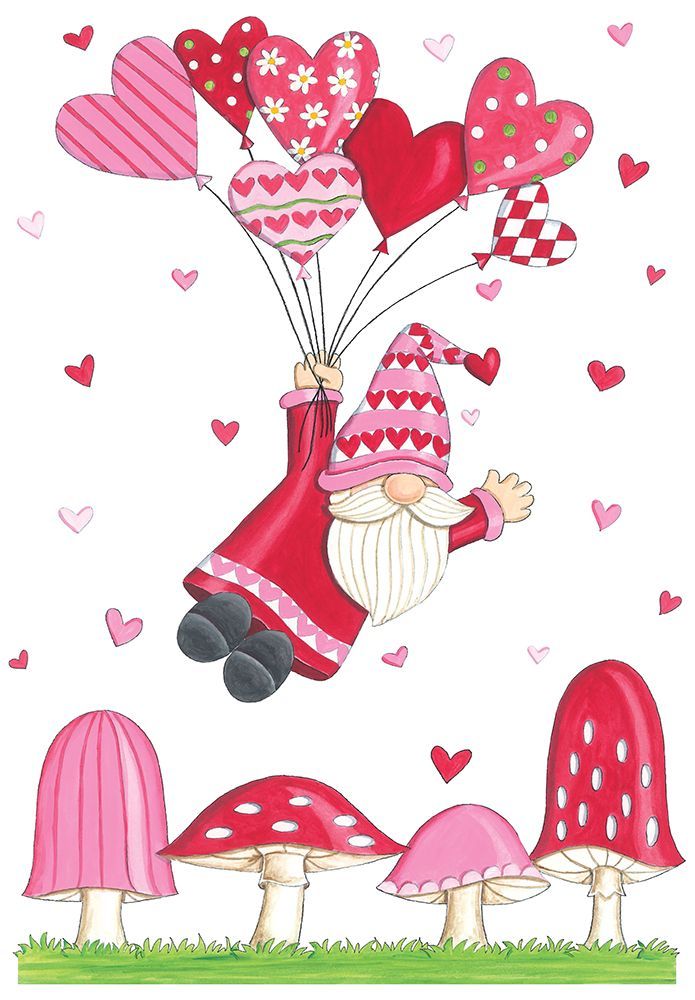 Valentine Gnome with Balloons art print by Deb Strain for $57.95 CAD