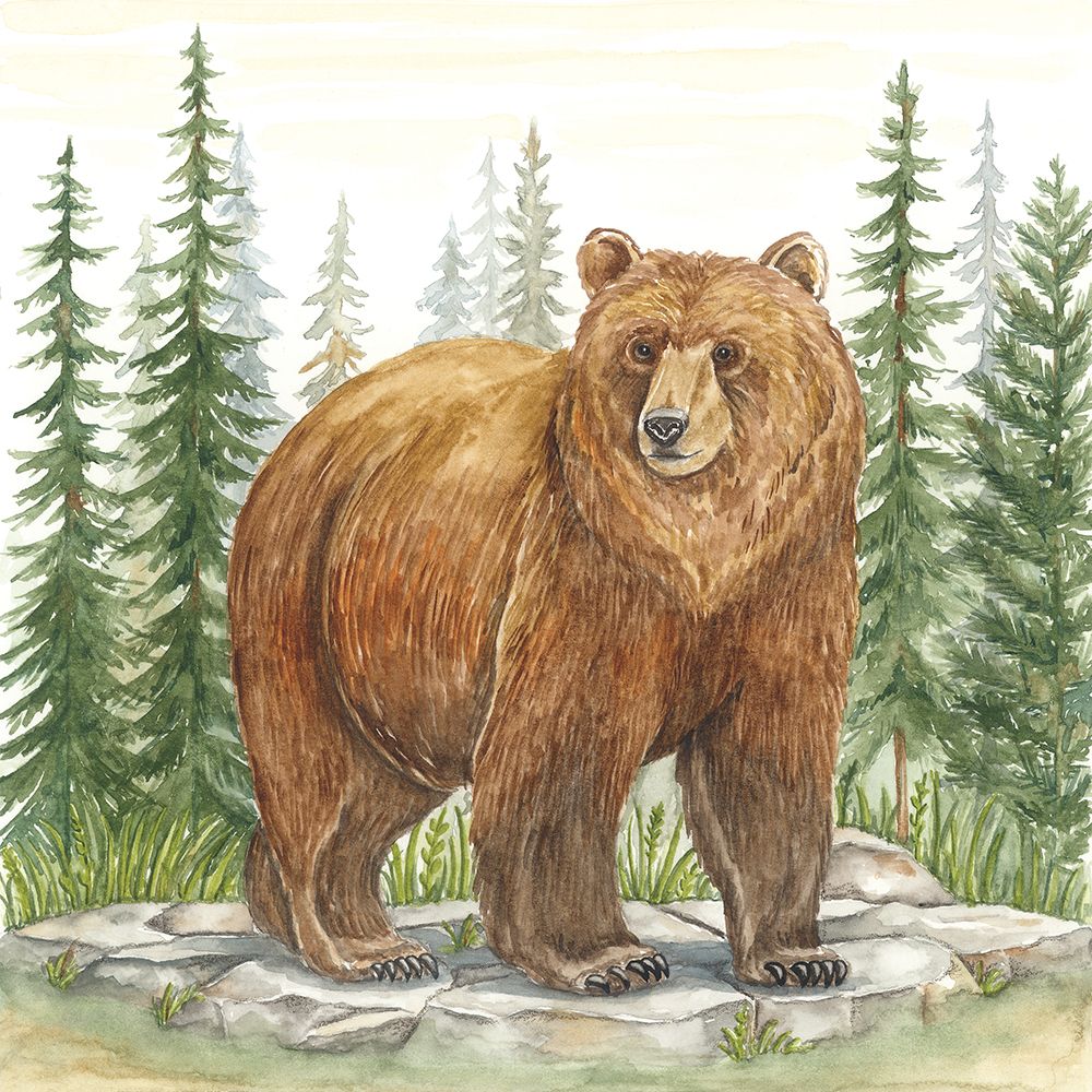 Grizzly Bear in Forest art print by Deb Strain for $57.95 CAD
