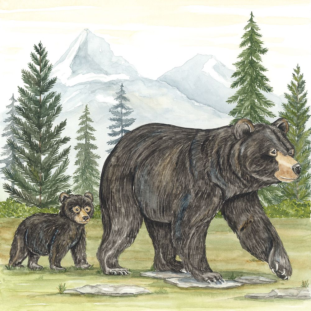 Black Bears in Forest art print by Deb Strain for $57.95 CAD
