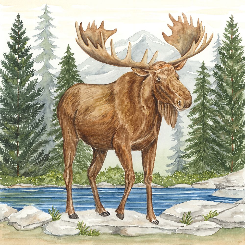 Moose in Forest art print by Deb Strain for $57.95 CAD