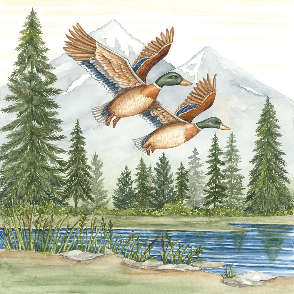 Mallard Ducks in Forest art print by Deb Strain for $57.95 CAD