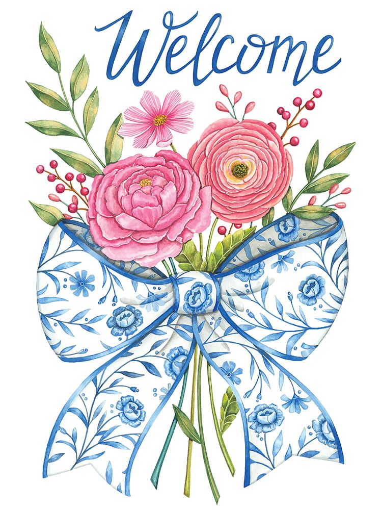 Bow And Flowers Welcome art print by Deb Strain for $57.95 CAD