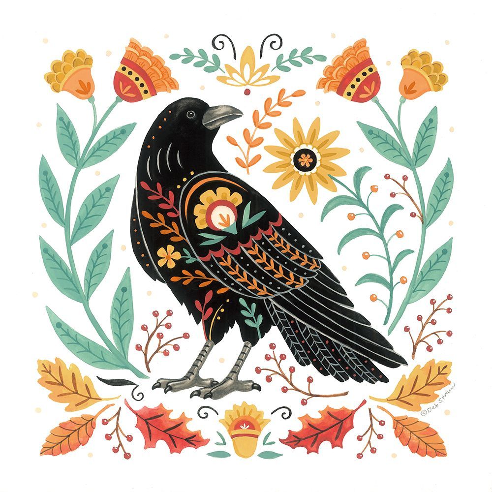 Autumn Folk Friends - Crow art print by Deb Strain for $57.95 CAD
