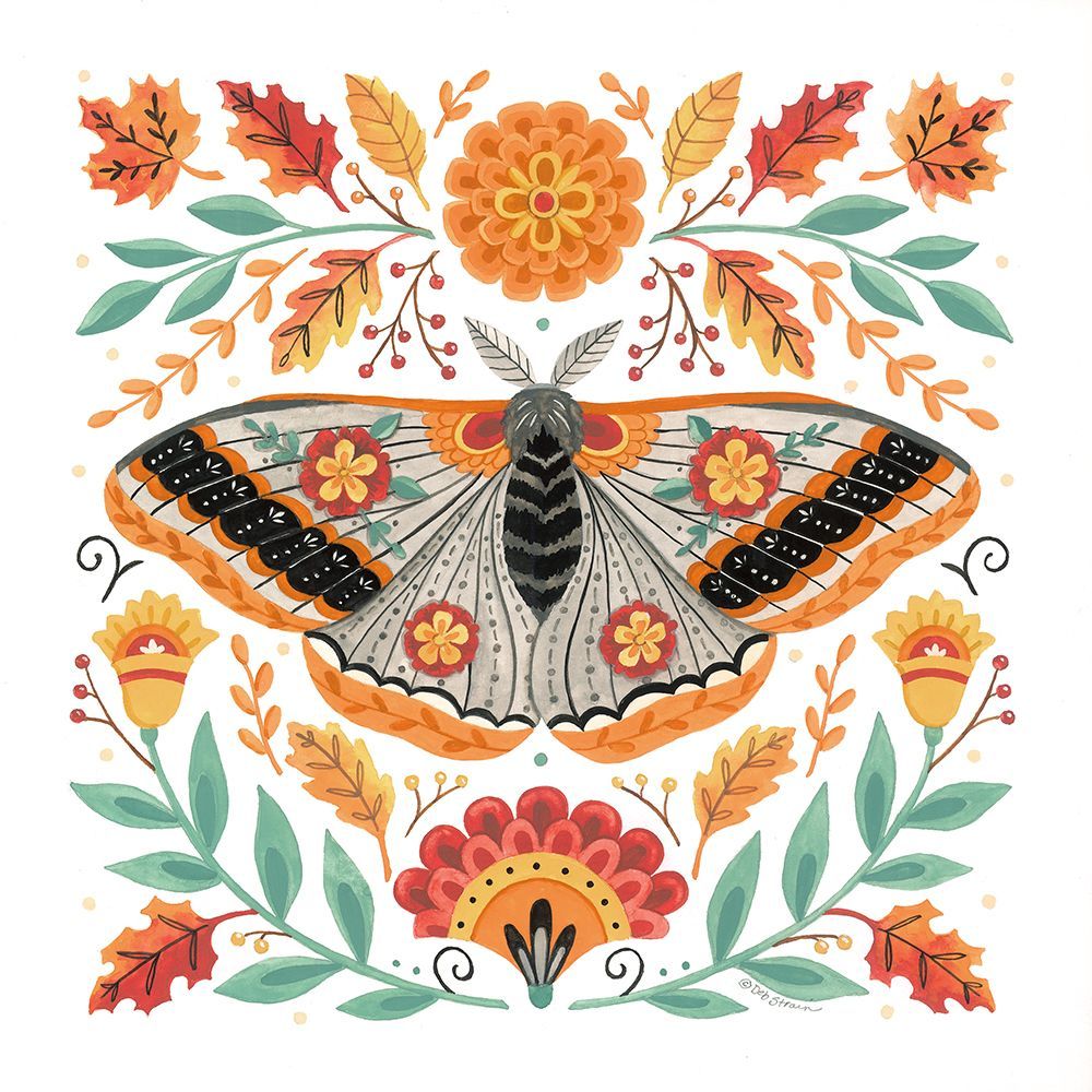 Autumn Folk Friends - Moth art print by Deb Strain for $57.95 CAD