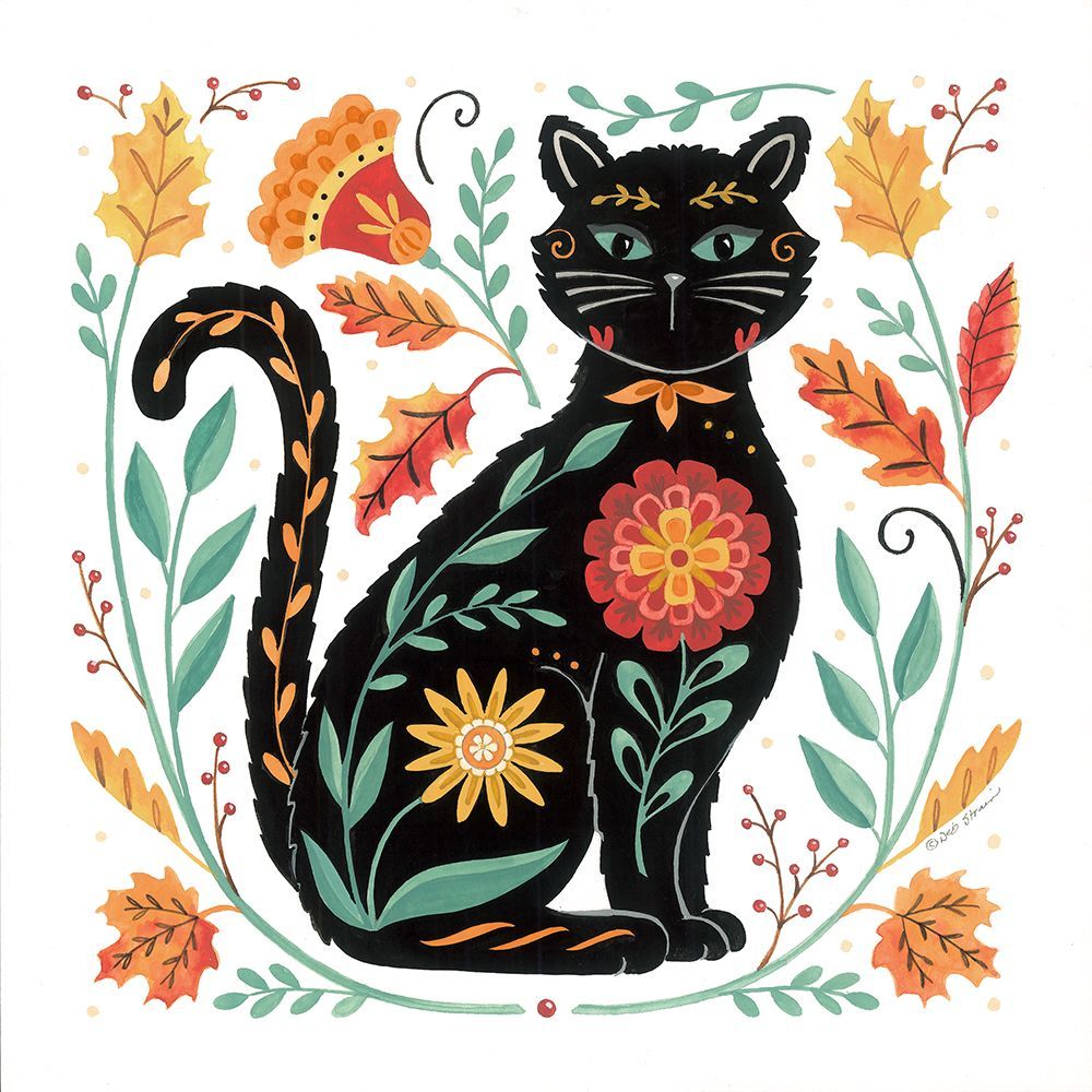 Autumn Folk Friends - Cat art print by Deb Strain for $57.95 CAD
