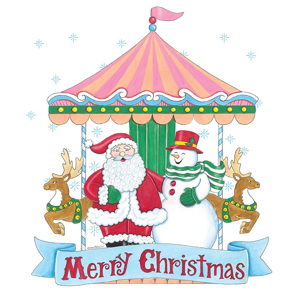 Merry Christmas Carousel art print by Deb Strain for $57.95 CAD