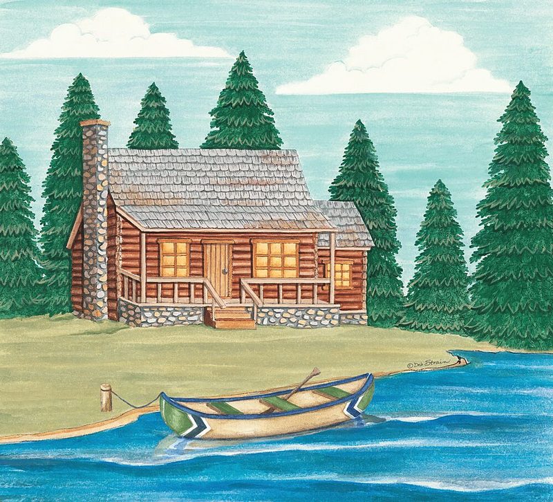 Log Cabin by the Lake art print by Deb Strain for $57.95 CAD