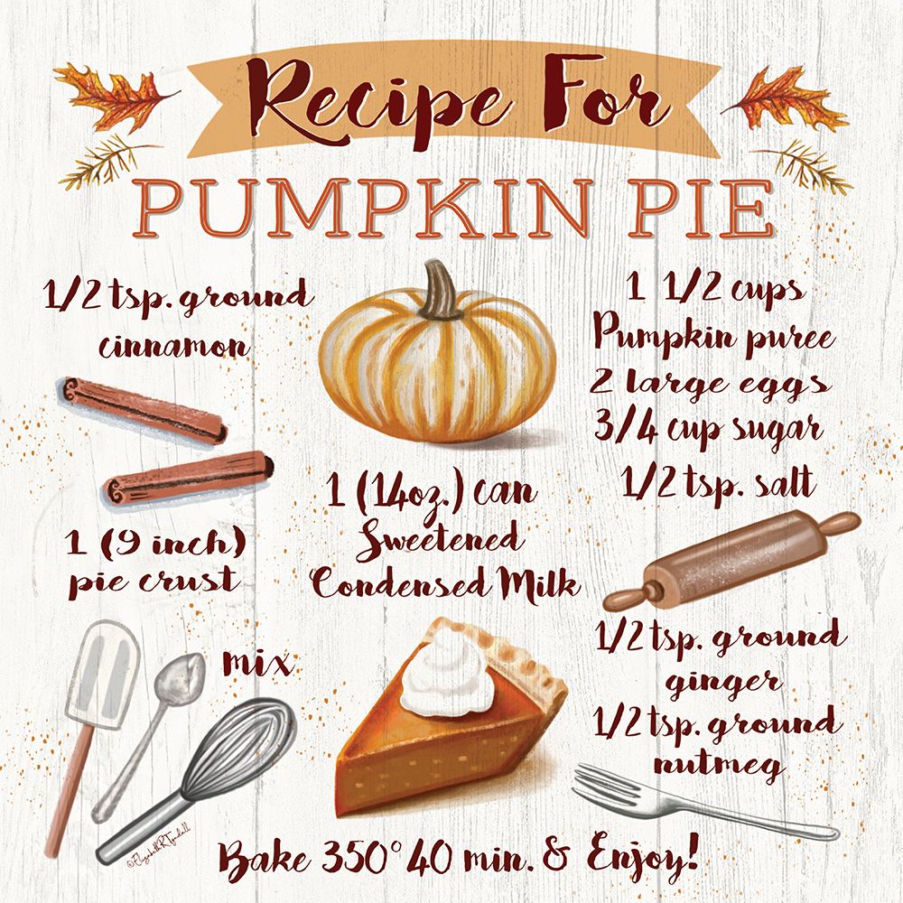 Pumpkin Pie Recipe art print by Elizabeth Tyndall for $57.95 CAD