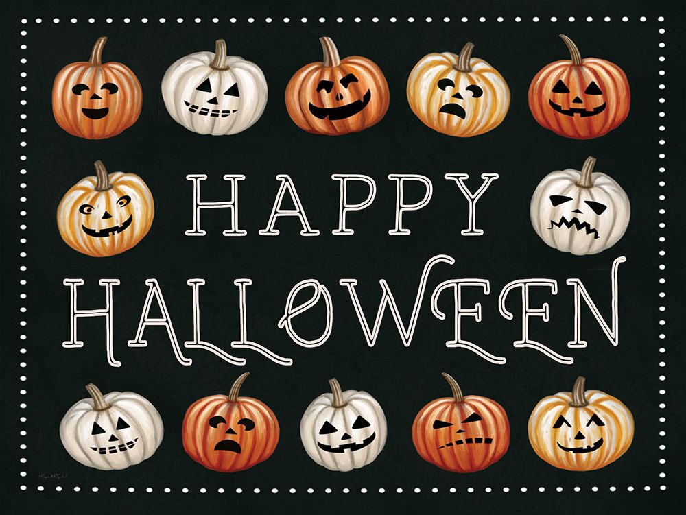 Happy Halloween Jack-O-Lanterns art print by Elizabeth Tyndall for $57.95 CAD