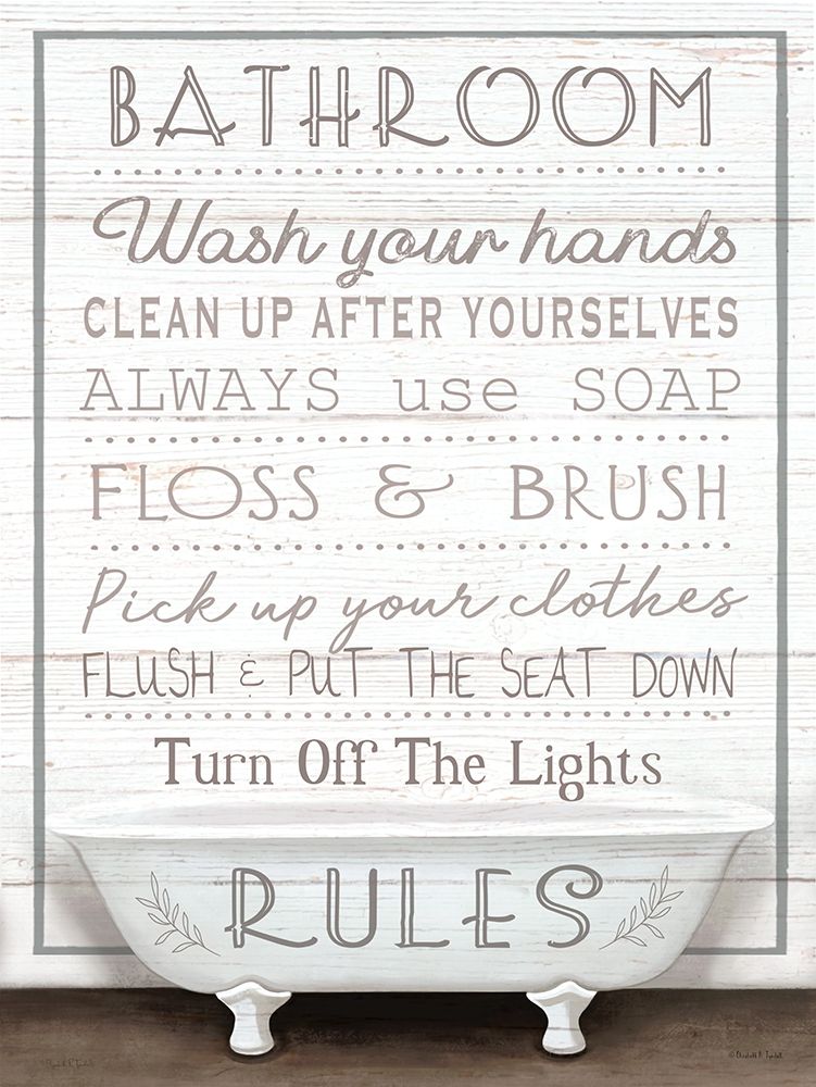 Bathroom Rules - Bathtub art print by Elizabeth Tyndall for $57.95 CAD