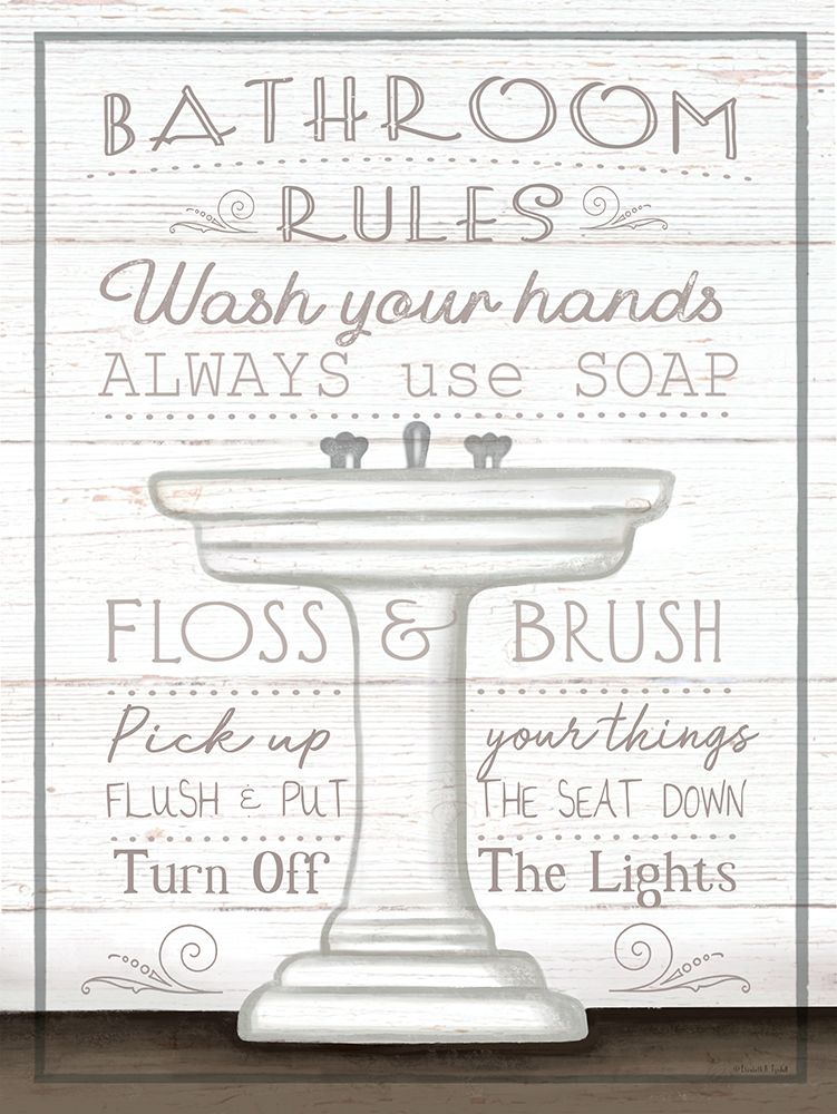 Bathroom Rules - Sink art print by Elizabeth Tyndall for $57.95 CAD