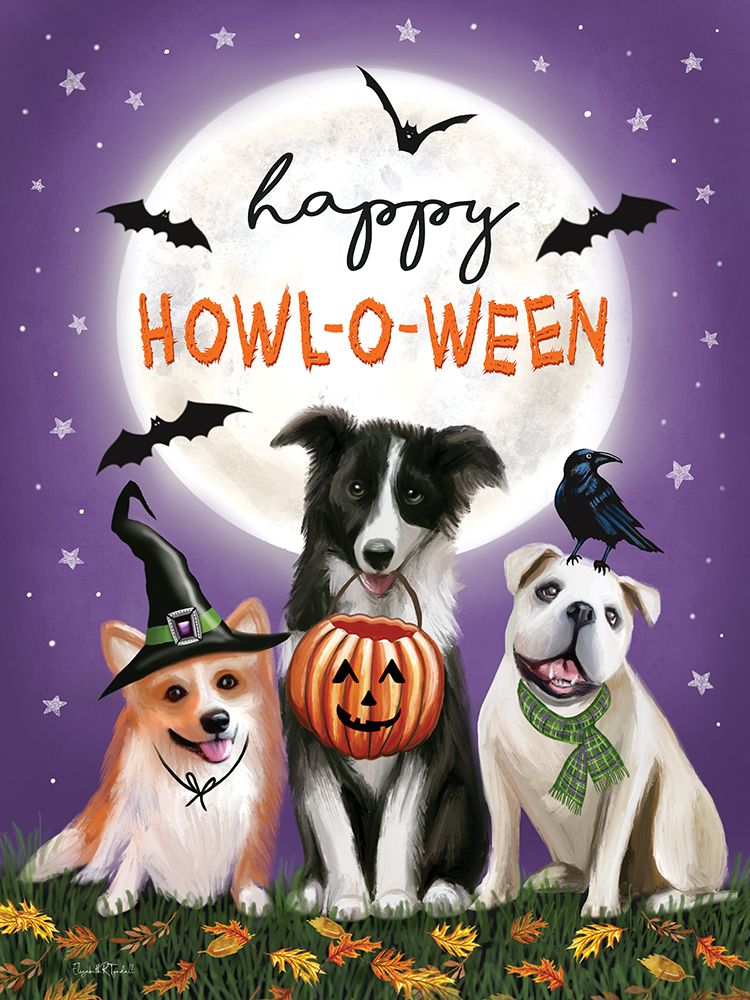 Happy Howl-O-Ween Dogs art print by Elizabeth Tyndall for $57.95 CAD