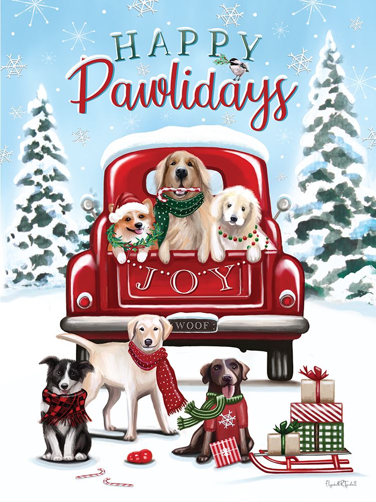 Happy Pawlidays Dogs art print by Elizabeth Tyndall for $57.95 CAD