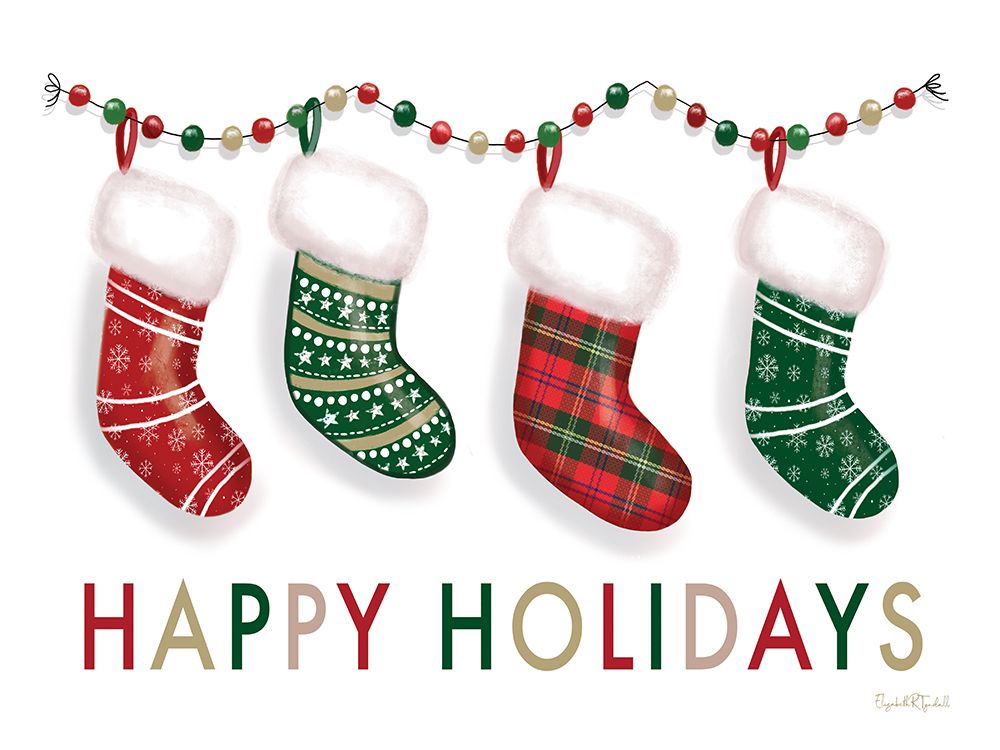Happy Holidays Stockings art print by Elizabeth Tyndall for $57.95 CAD